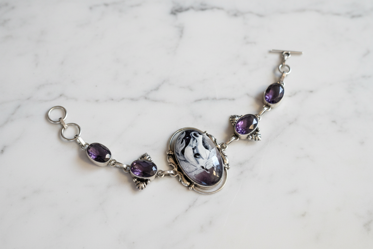 Horse Cameo Amethyst Bracelet