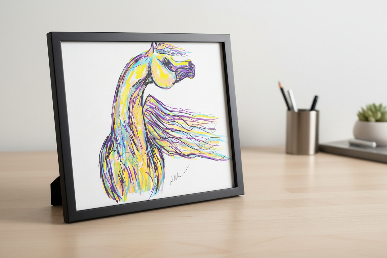 Violet Wind — Original 9x12" Multimedia Horse Painting