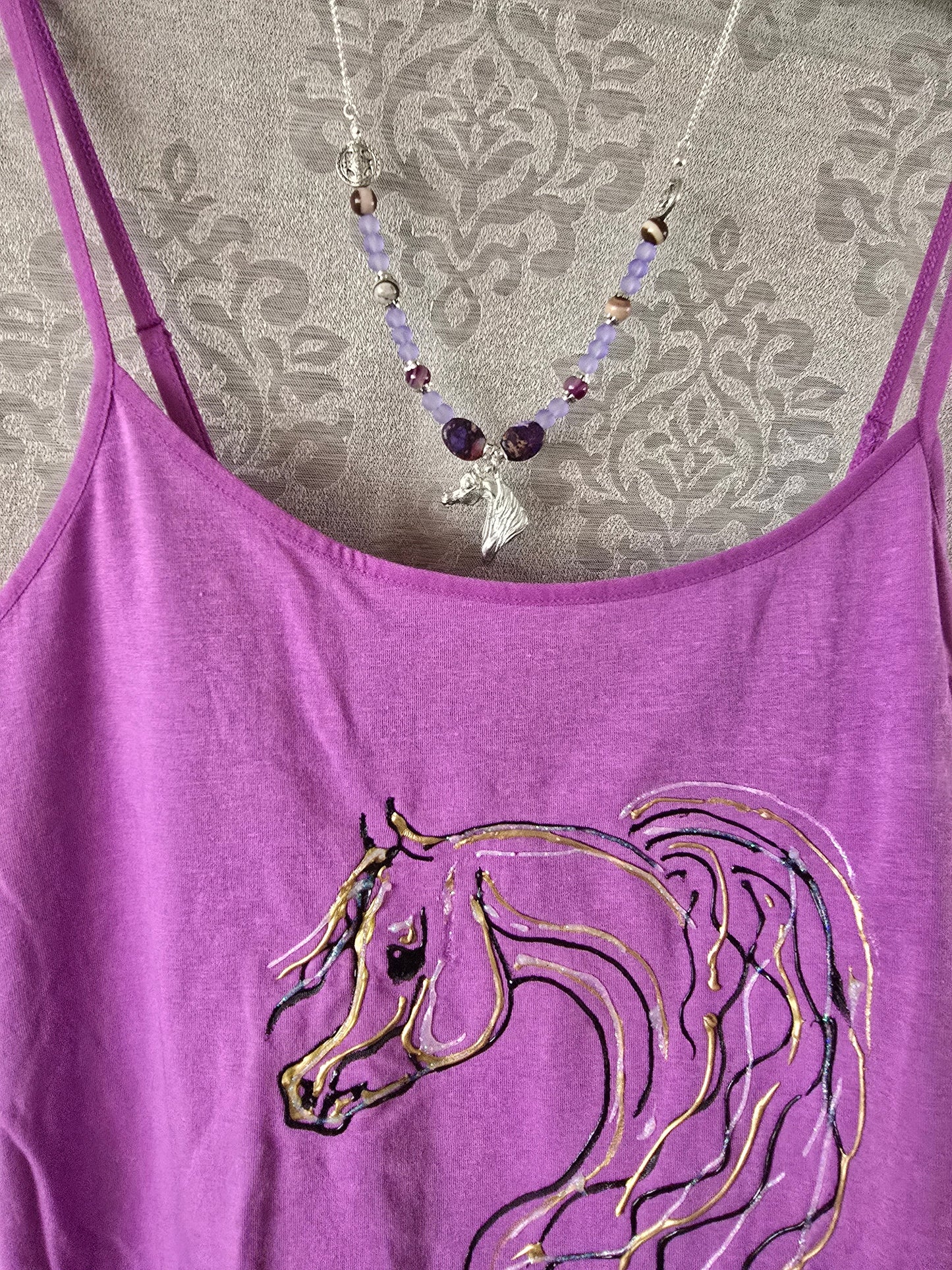 Hand-Painted Arabian Horse Cami — Original Wearable Art