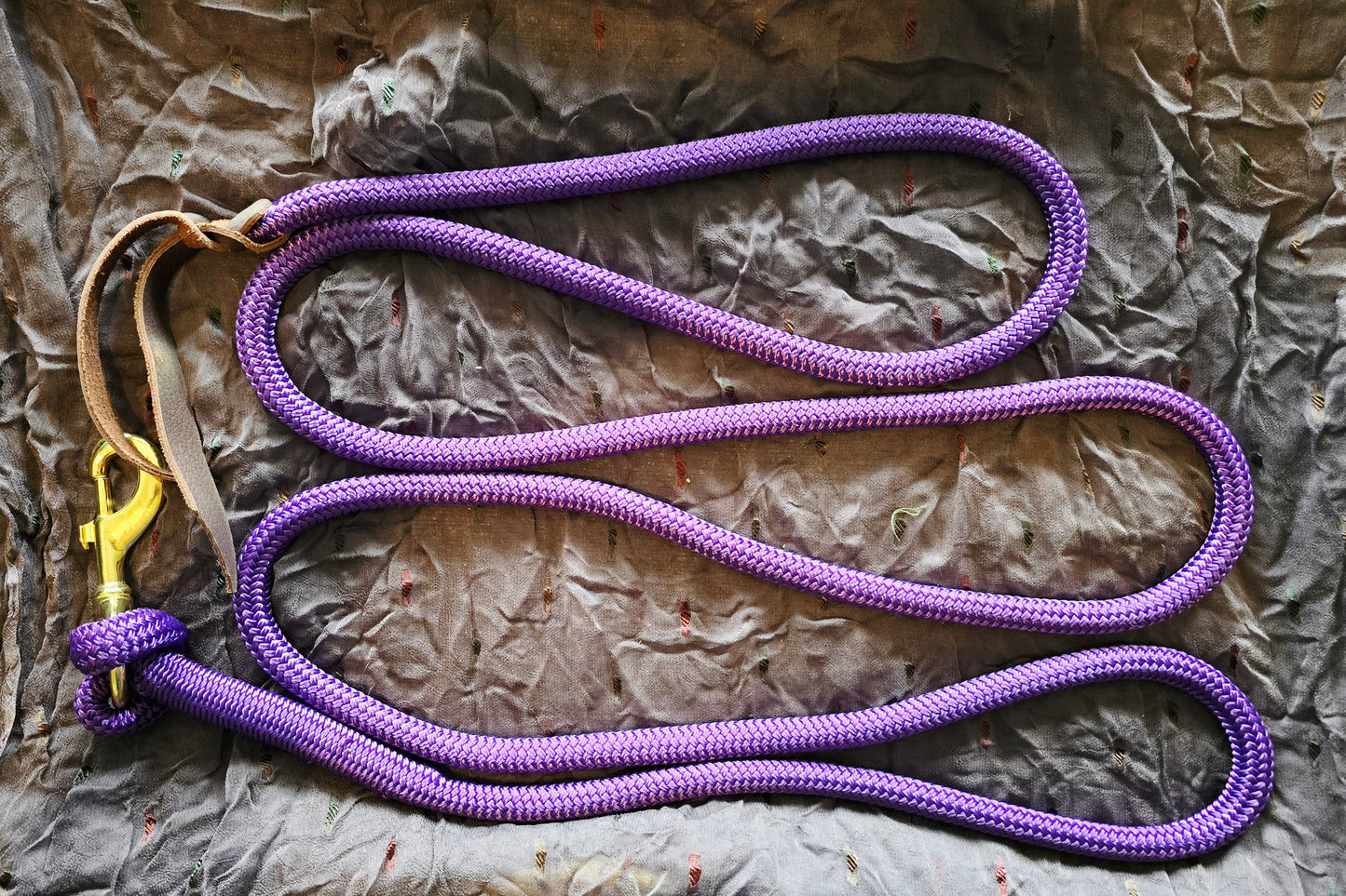 Handcrafted 10' Lead Rope with Leather Popper — Royal Purple