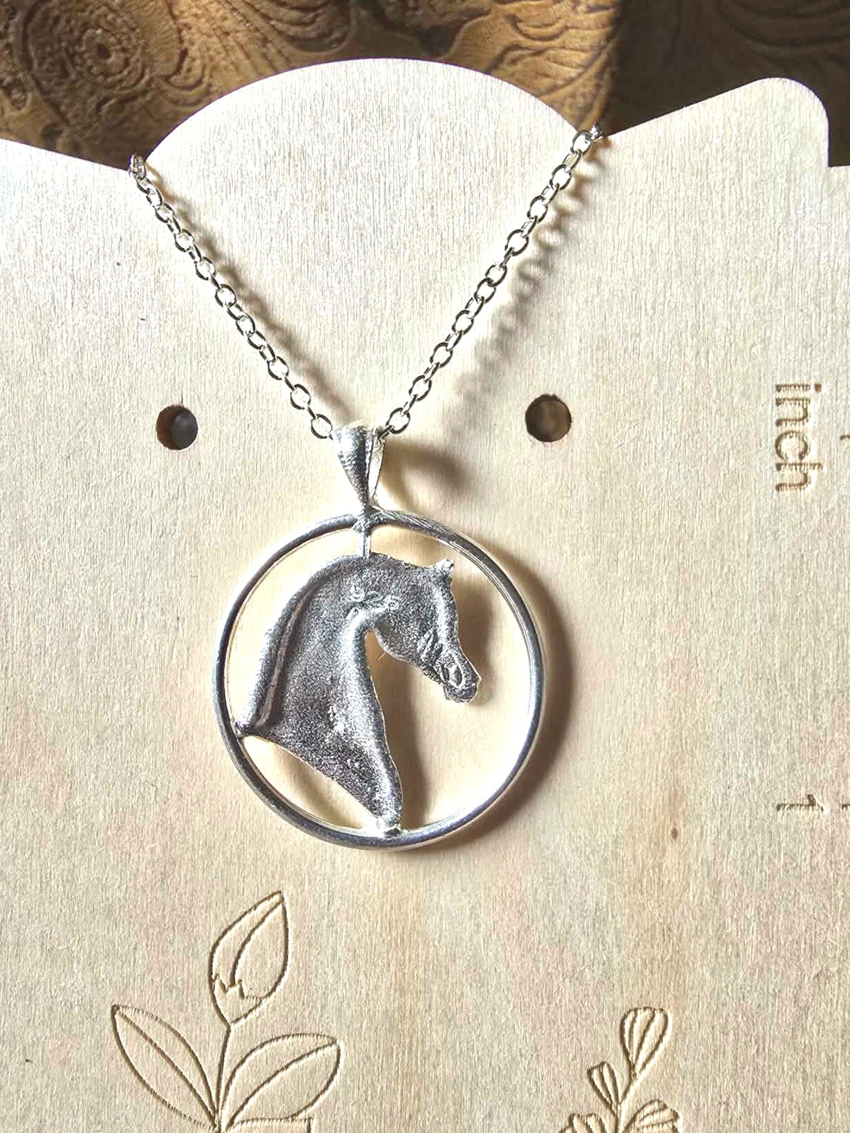 Sterling Silver Arabian Horse Circle Pendant