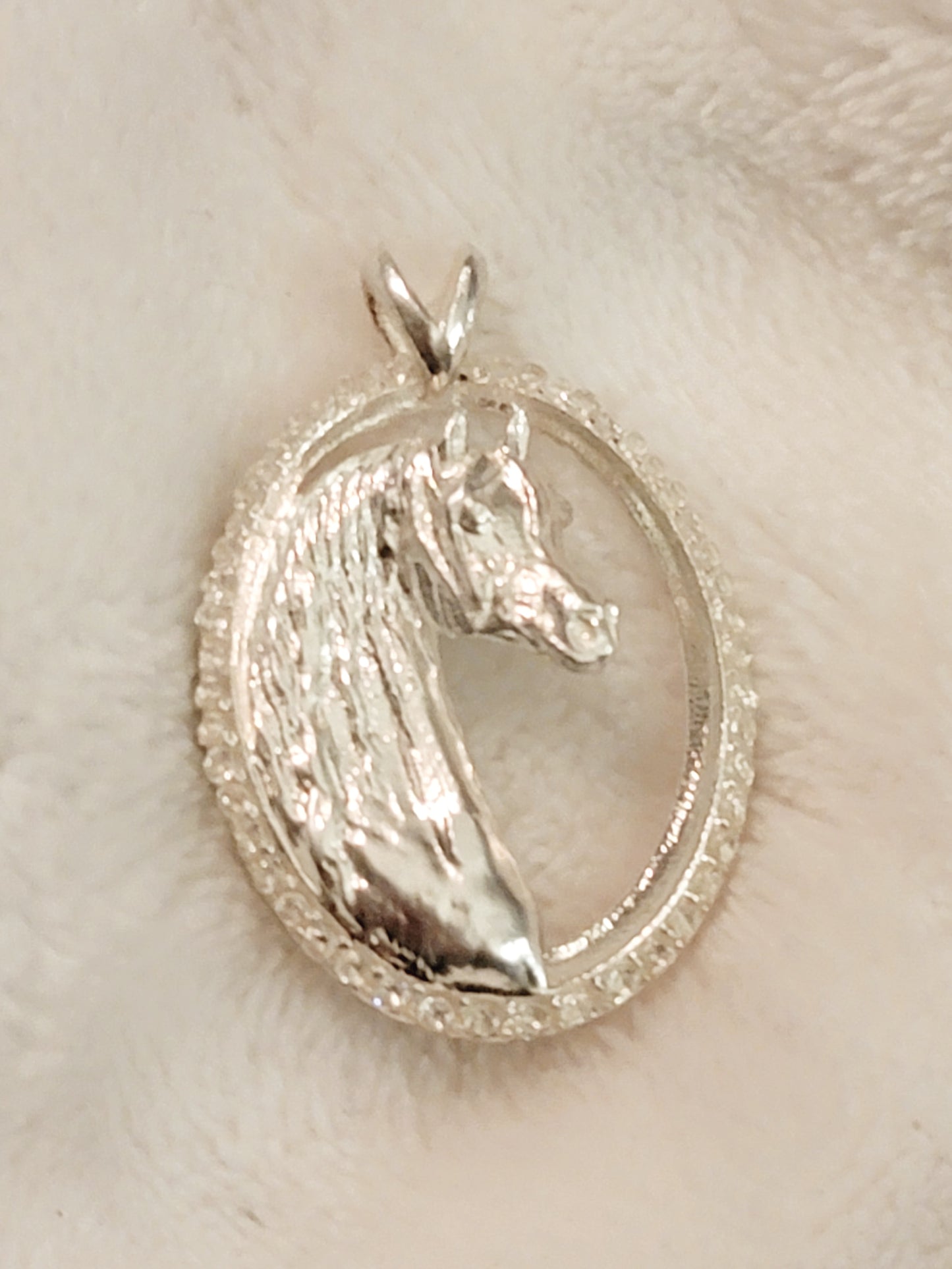 Sterling Silver Arabian Horse CZ Diamond Pendant