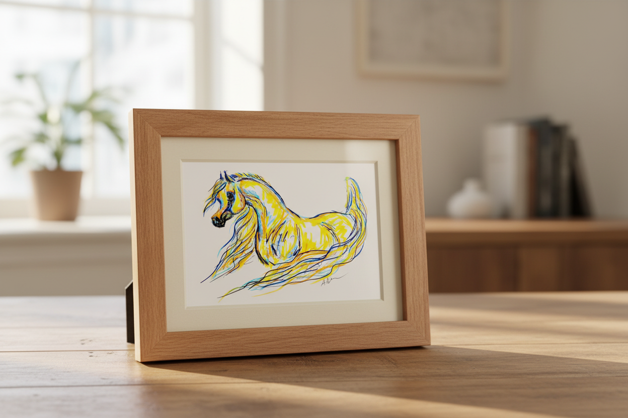 Golden Girl — Original 9x12" Multimedia Horse Painting