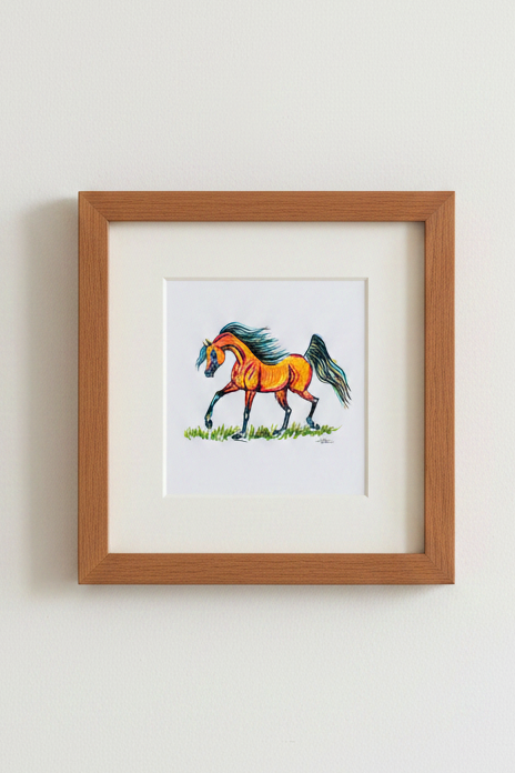 Fire & Wind — Original 9x12" Multimedia Horse Painting