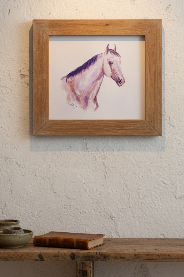 Purple Stock Horse — Original 9x12" Watercolor Equine Art Painting