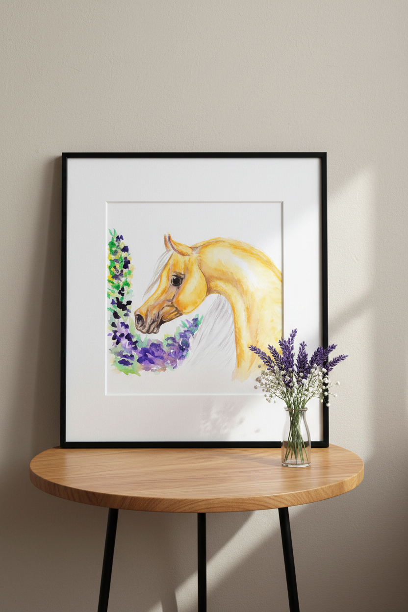 Palomino Horse Original Watercolor Painting 9x12"