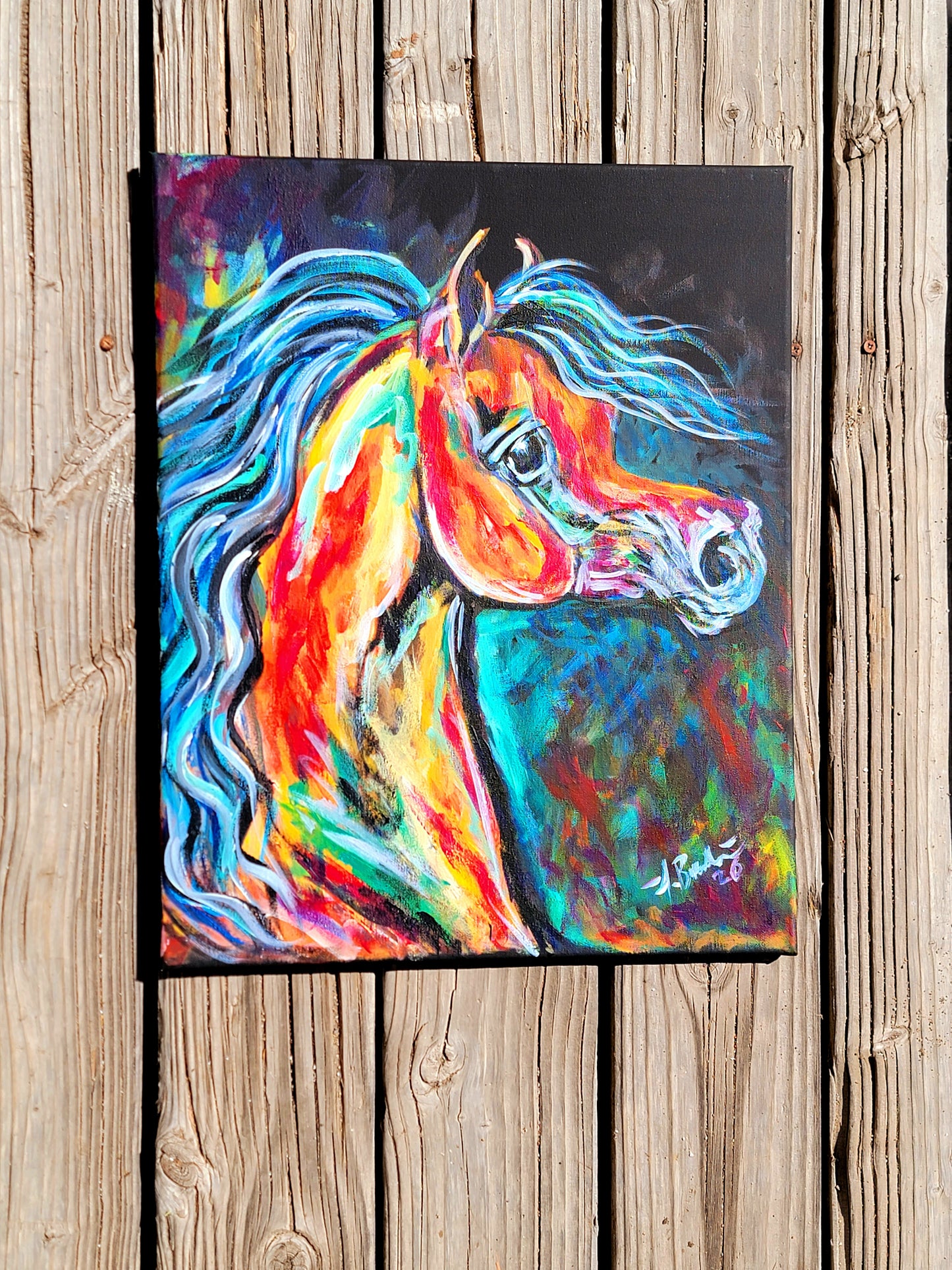 Wild n Red Original Arabian Horse Painting 16x20 stretched canvas