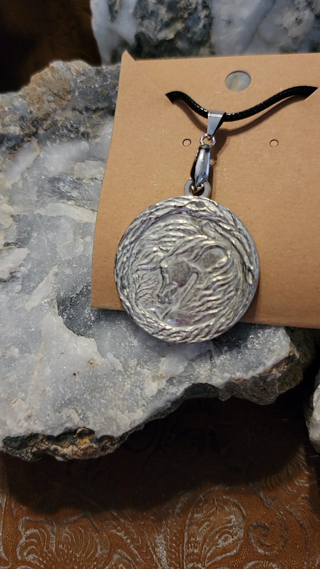 Pewter Arabian Horse Cherry Blossom Pendant