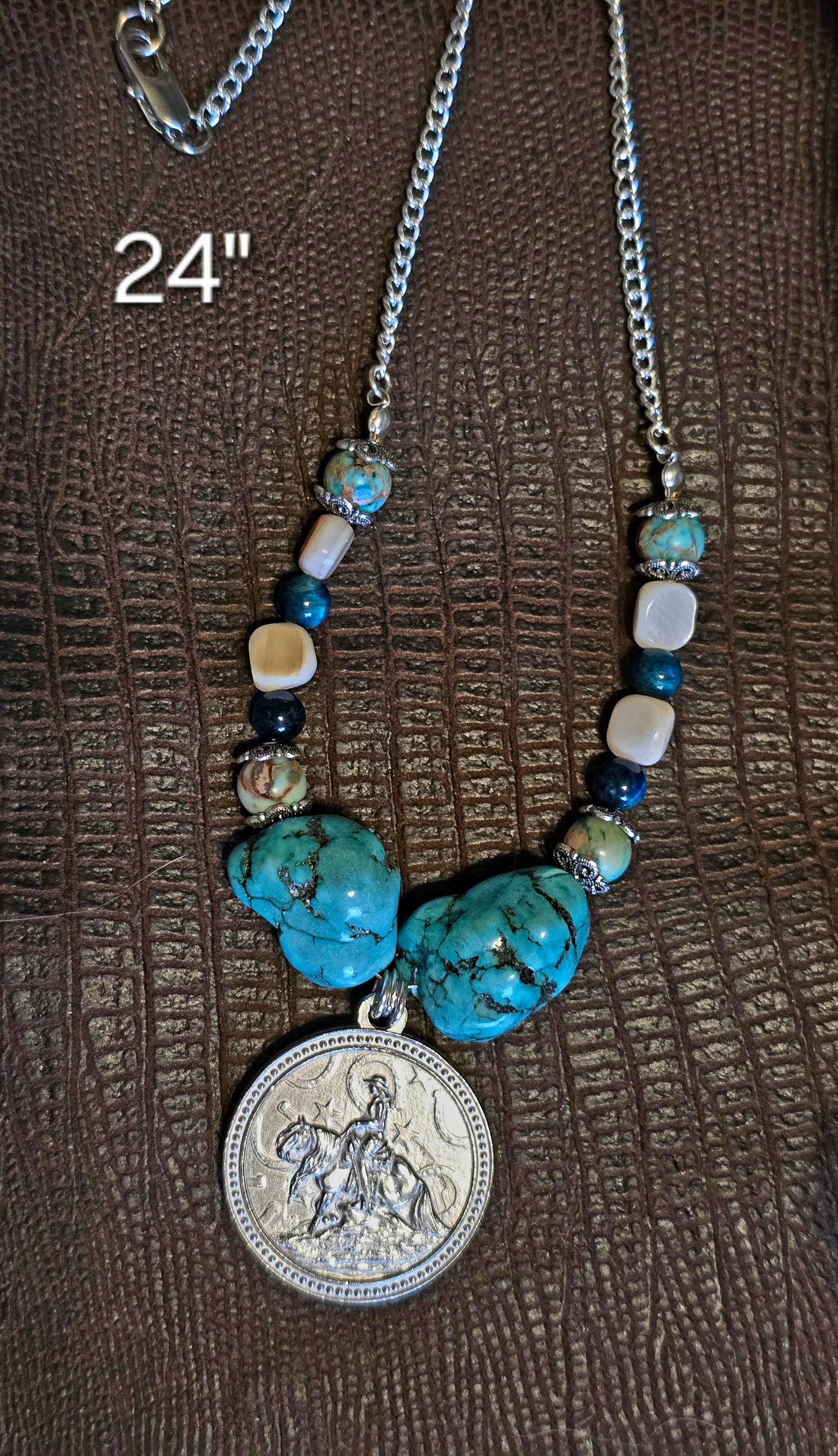 Starlight Rider Cowgirl Reiner Pendant Necklace, Turquoise Nuggets & Imperial Jasper