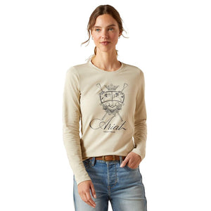 Ariat Women's Ritzy Logo Long Sleeve Tee – Organic Cotton, Stretch, Equestrian Style