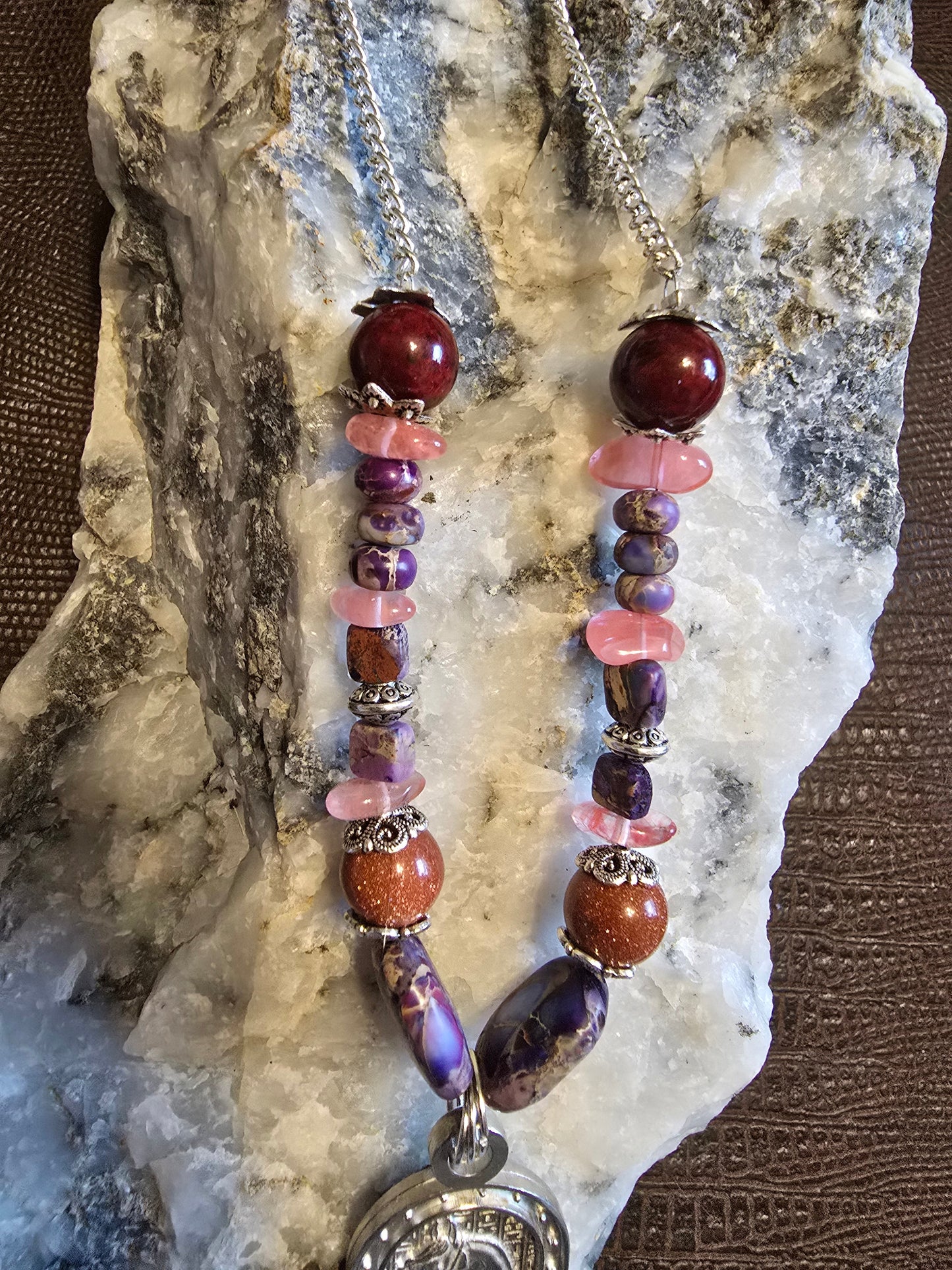 Desert Royale Arabian Horse Necklace, Purple Emperor Jasper & Goldstone