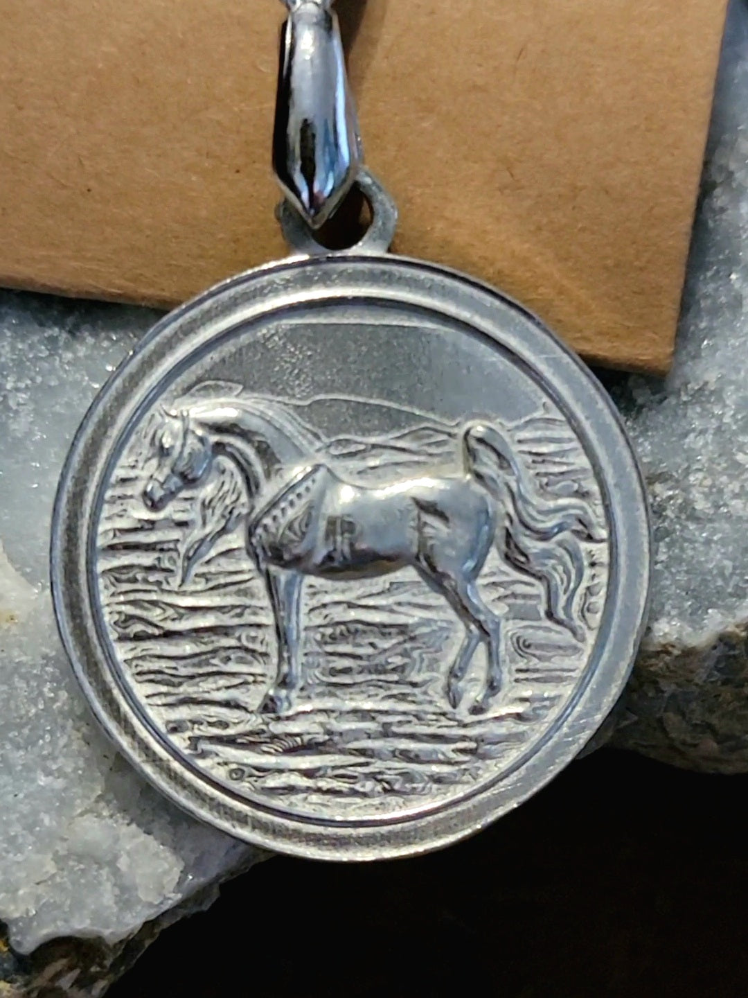 Pewter Desert Bedouin Stallion Arabian Horse Pendant Set