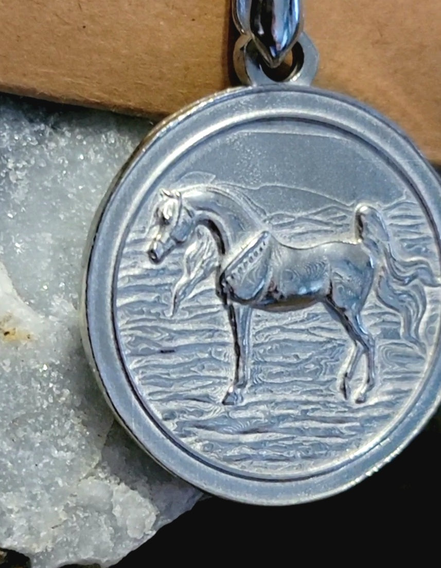 Pewter Desert Bedouin Stallion Arabian Horse Pendant Set