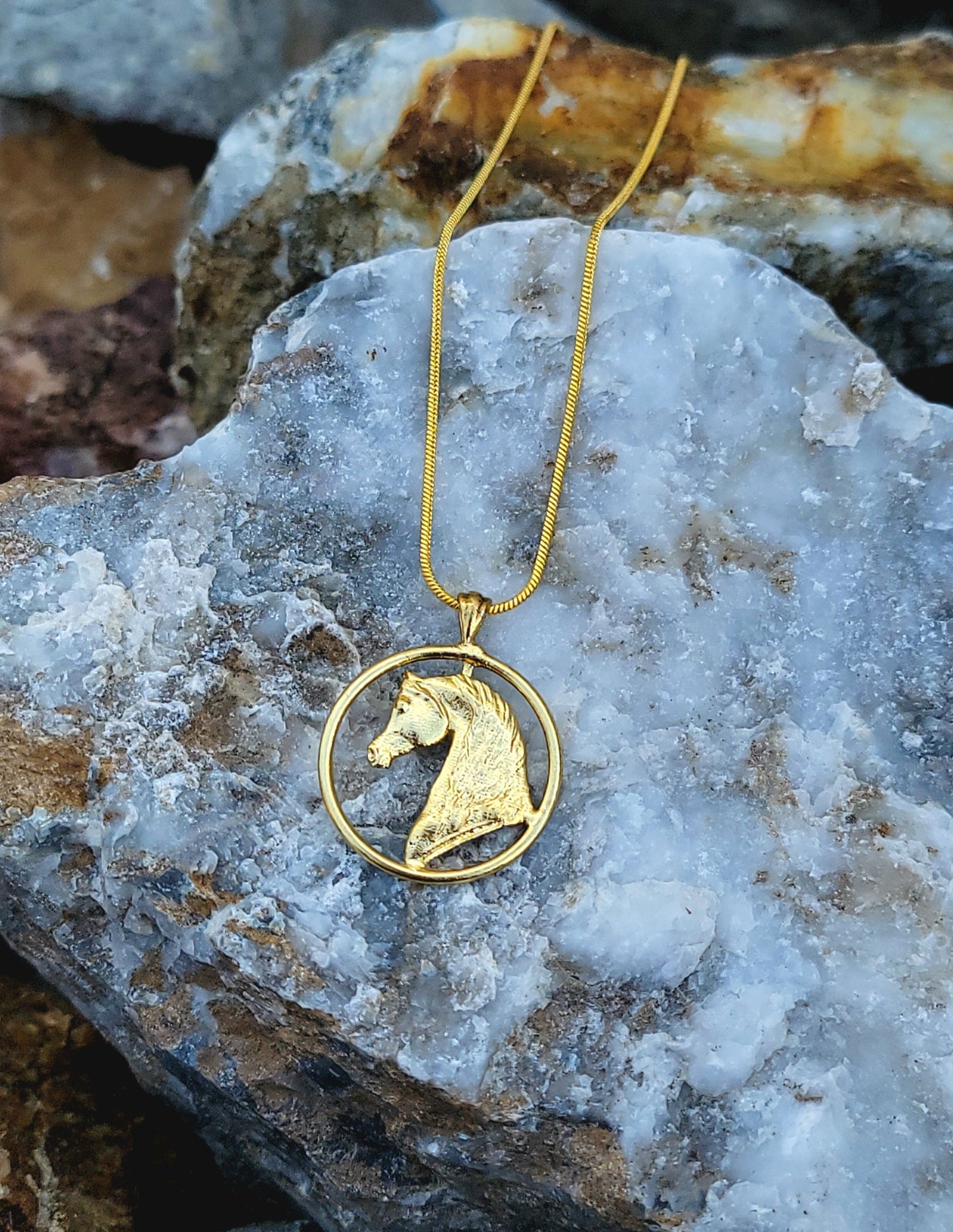 Arabian Horse Pendant – 18K Gold Over Brass