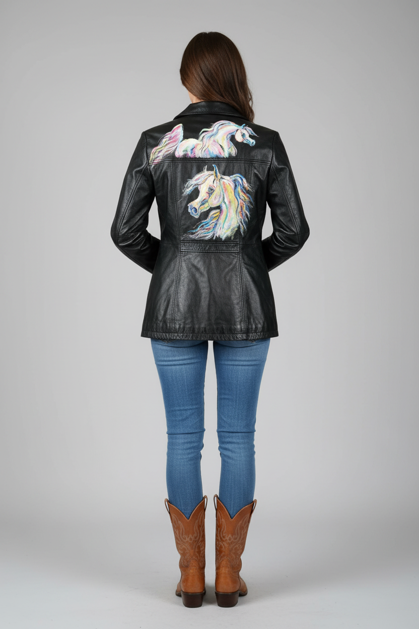 Hand-Painted Arabian Leather Jacket – Women's Small