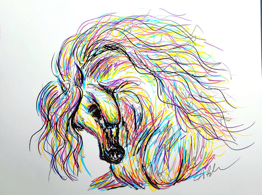 Untamed — Original 9x12" Multimedia Horse Painting