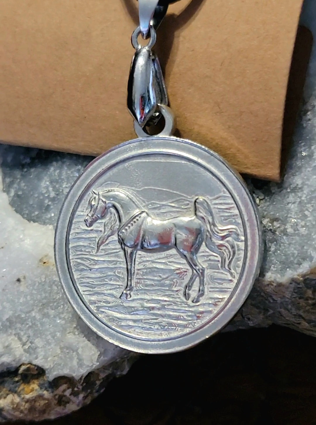 Pewter Desert Bedouin Stallion Arabian Horse Pendant Set