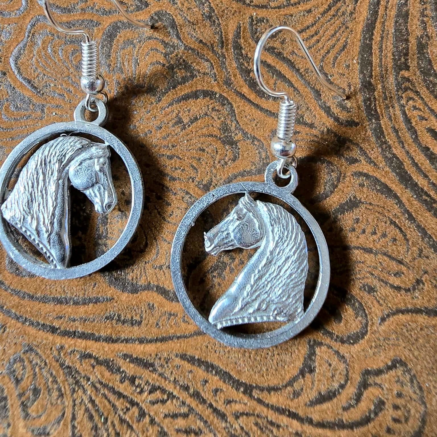 Morgan Horse Classic Baroque PEWTER equestrian earrings