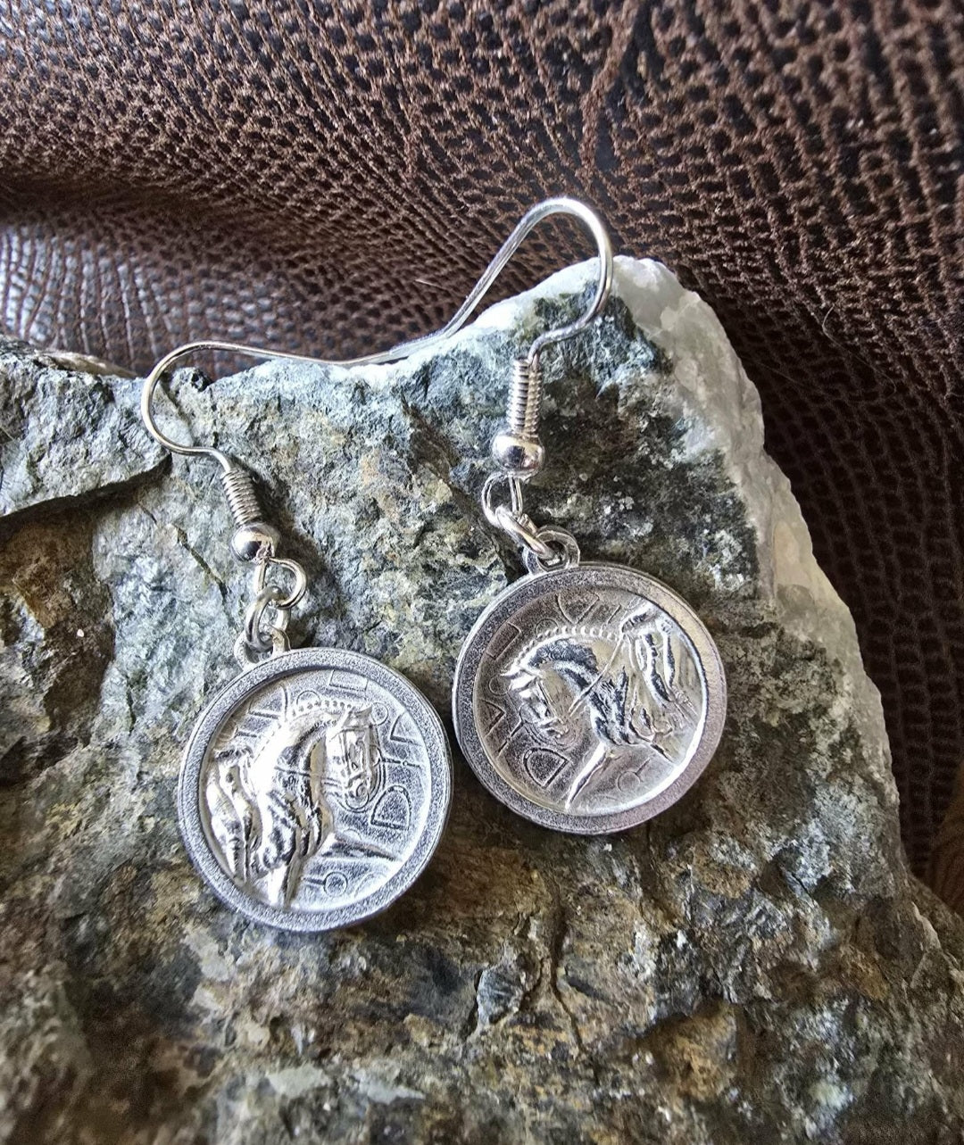 Dressage Horse Pewter Earrings Equestrian Jewelry Horse Earrings