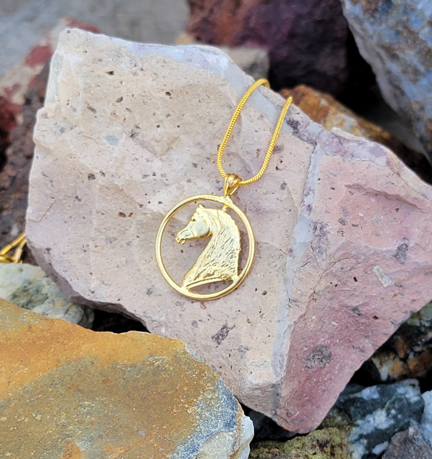 Arabian Horse Pendant – 18K Gold Over Brass