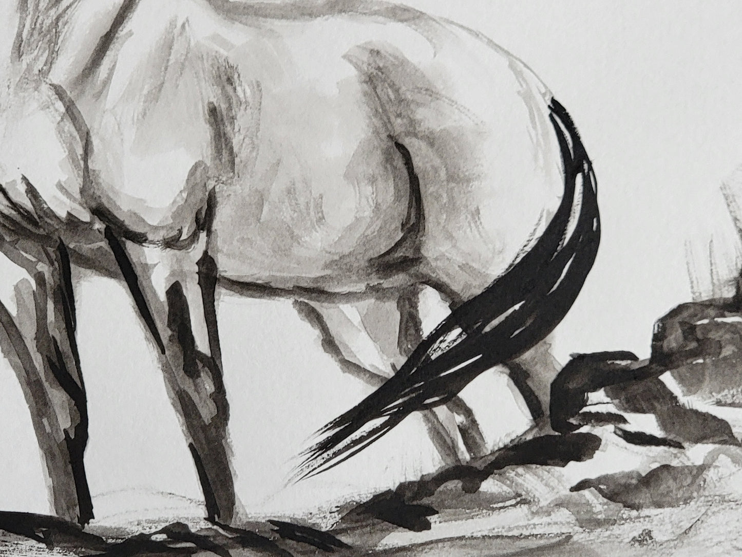 Wild Mustang — Original 9x12" Ink & Watercolor Equine Art