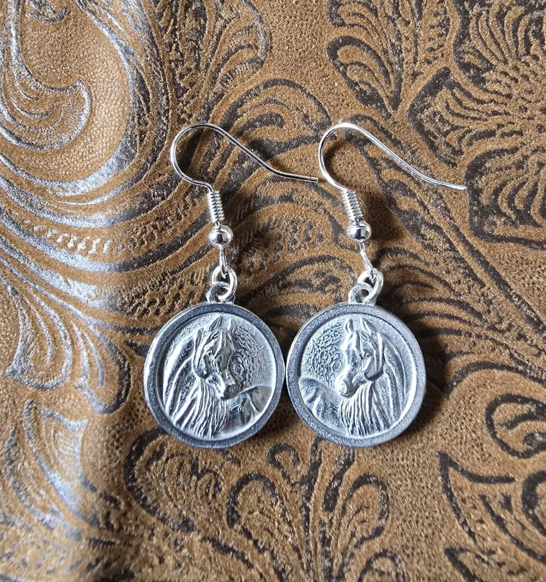 Arabian Horse "Sweet Mare" Pewter Dangle Earrings