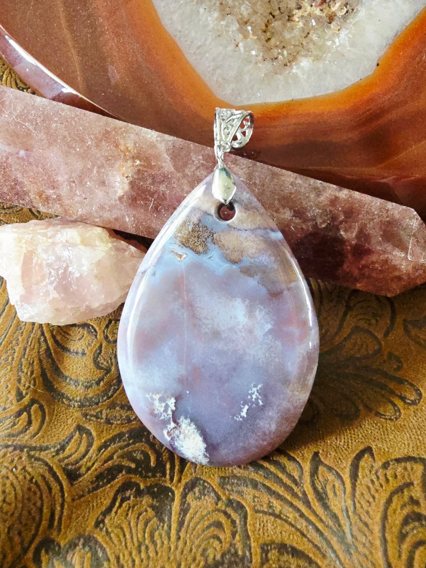 Natural Agate Horse Pendant – Hand painted Original Art
