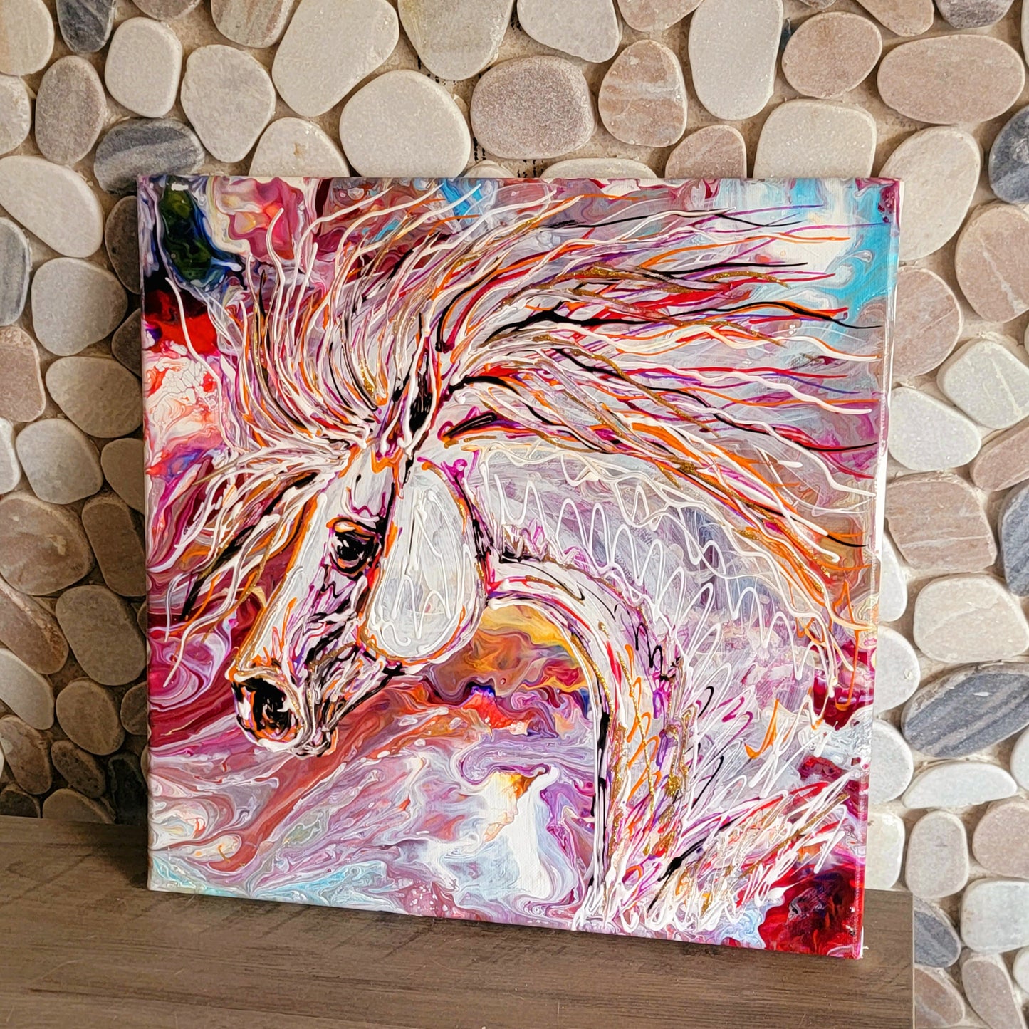 Wild Spirit — Original Arabian Horse Acrylic Painting 14×14"