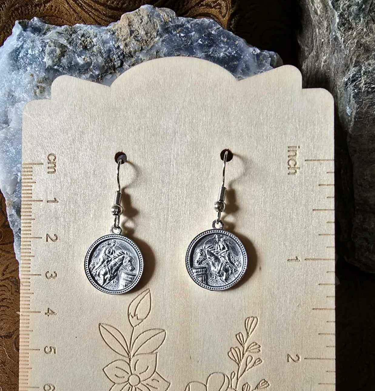 BARREL Racer Horse Earrings western luxury pewter jewelry