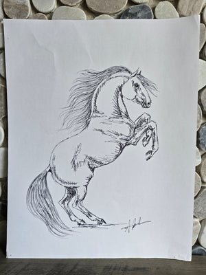 Rise — Original Roman Horse Ink Pen Drawing