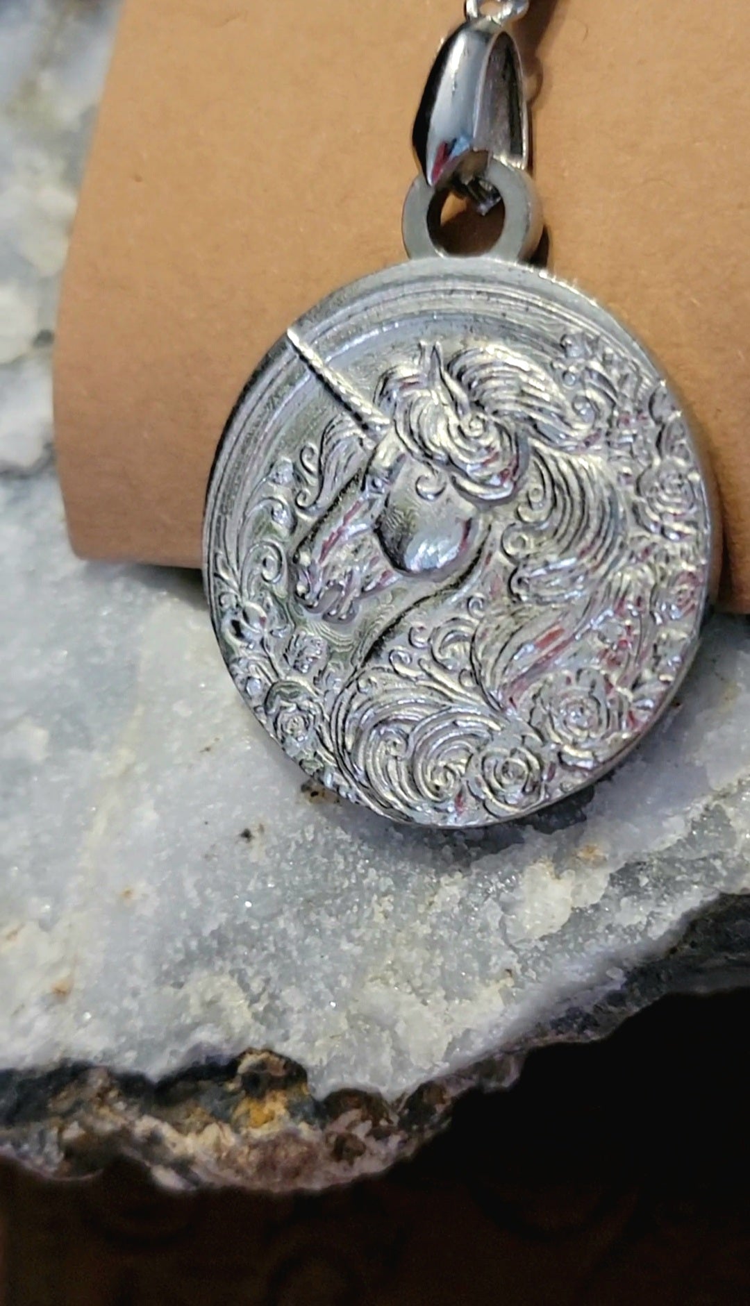 Pewter Unicorn Pendant Necklace Horse jewelry