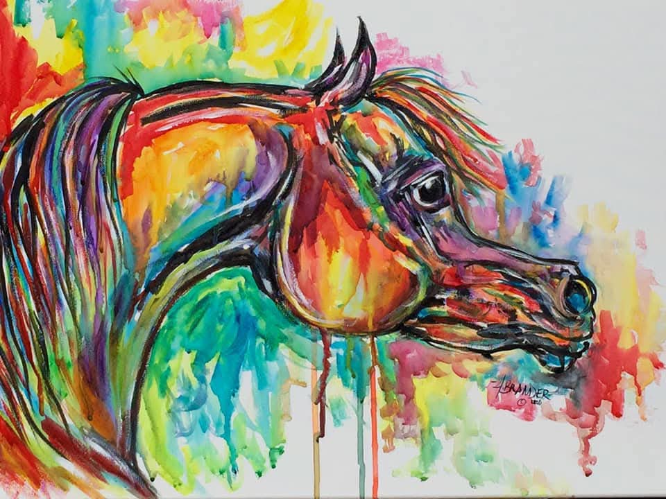 Arabian Horse open edition signed Art Print "Rainbow drips"