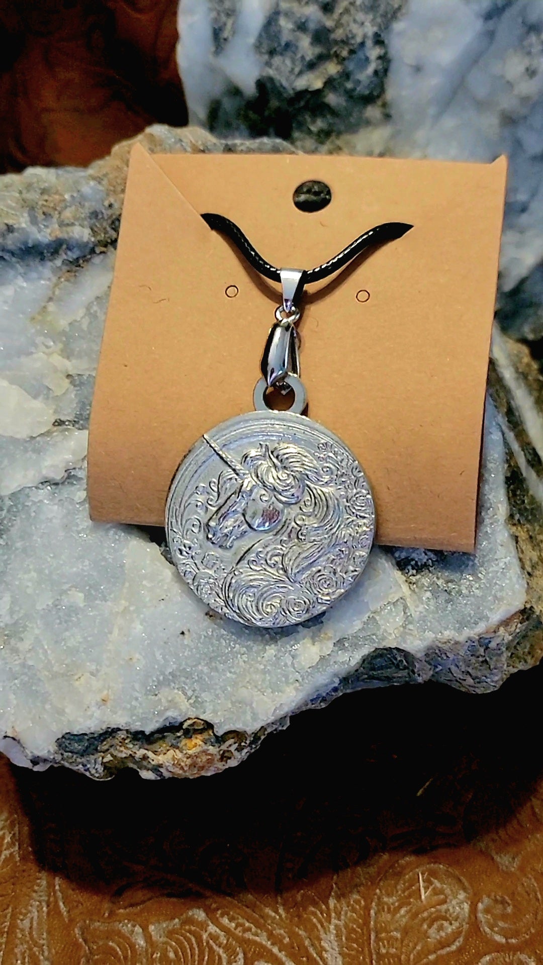 Pewter Unicorn Pendant Necklace Horse jewelry