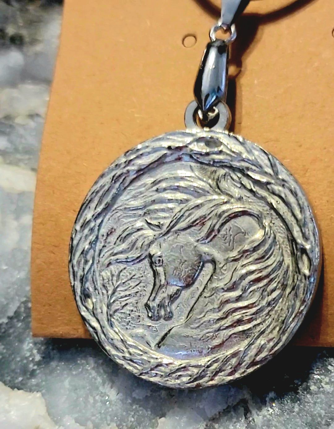 Pewter Arabian Horse Cherry Blossom Pendant