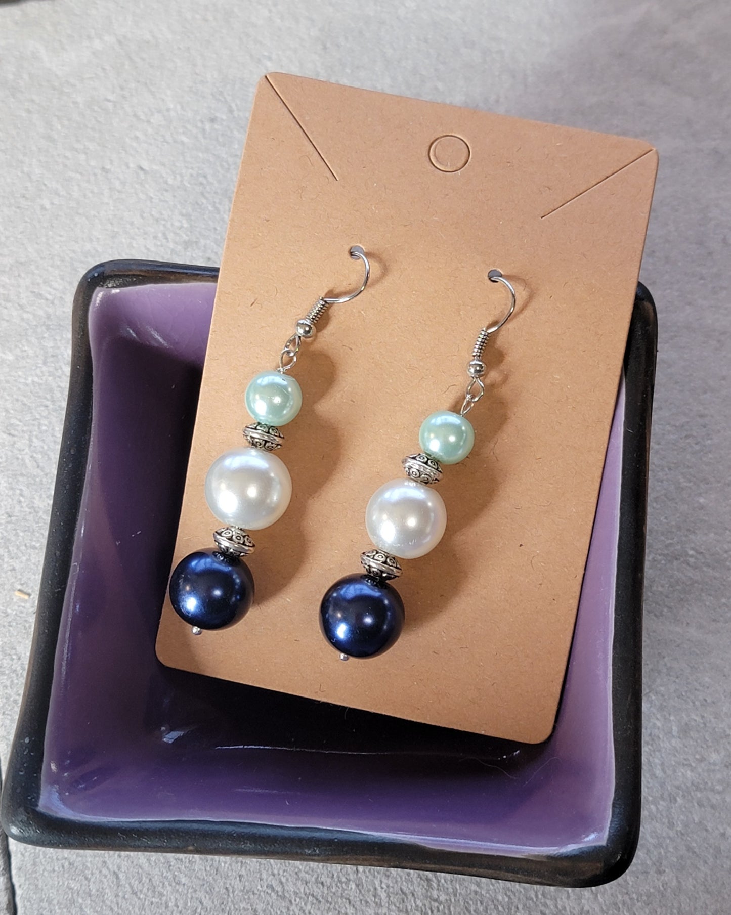Arabian Horse Glass Pearl & Pewter Necklace with matching earrings