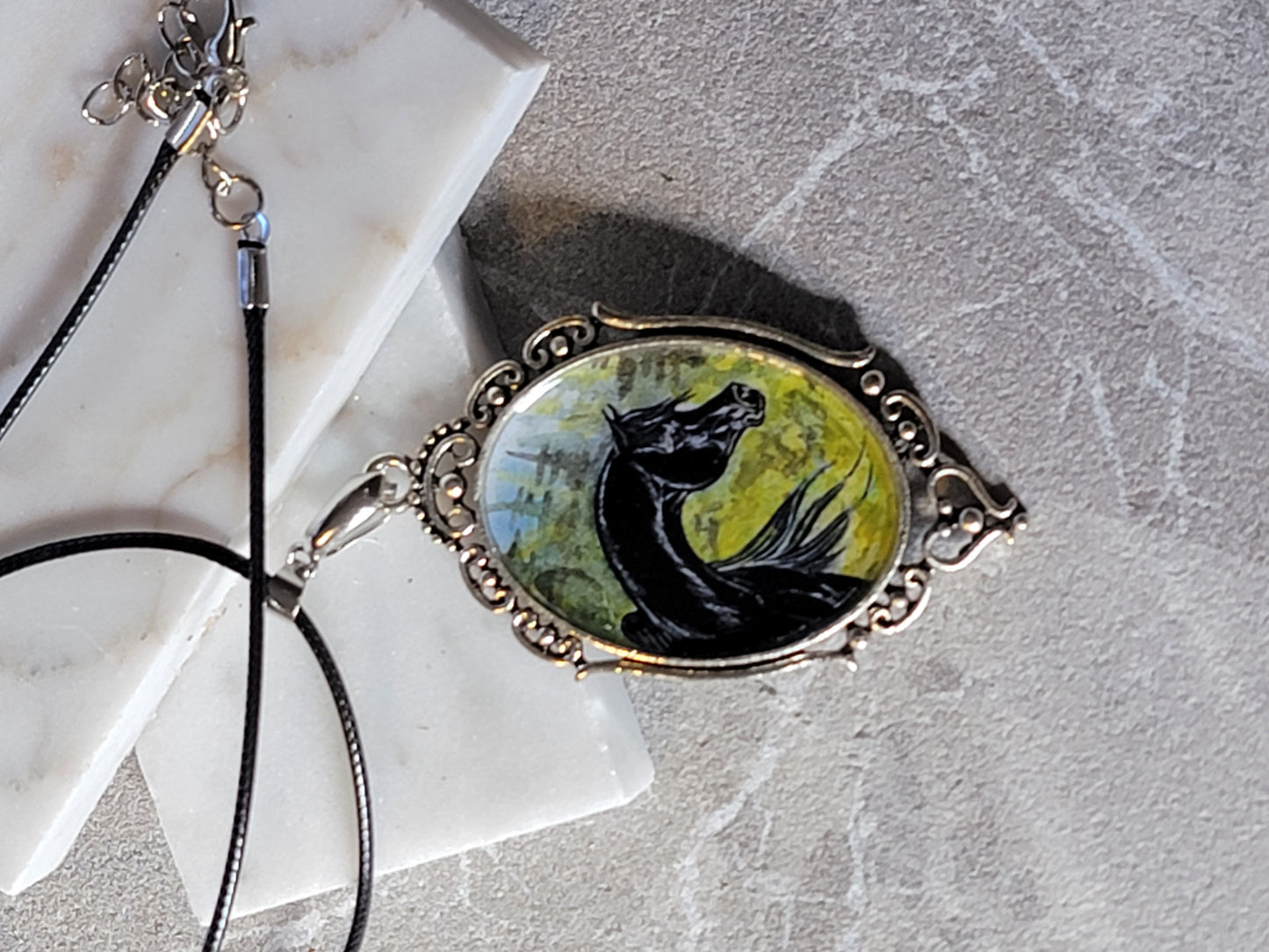 Arabian Meadow Necklace — Hand-Painted Print Pendant