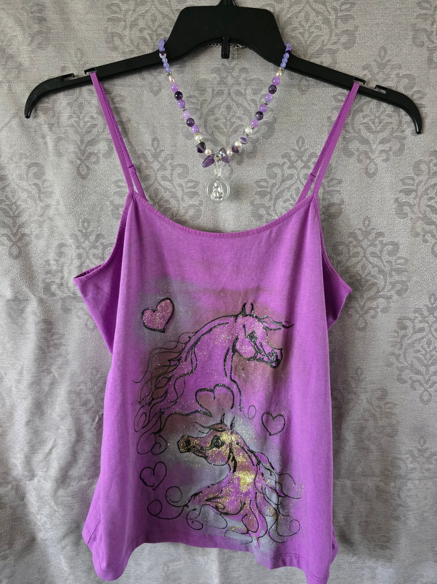 Hand-Painted Arabian Horse Duo Cami — Original Wearable Art