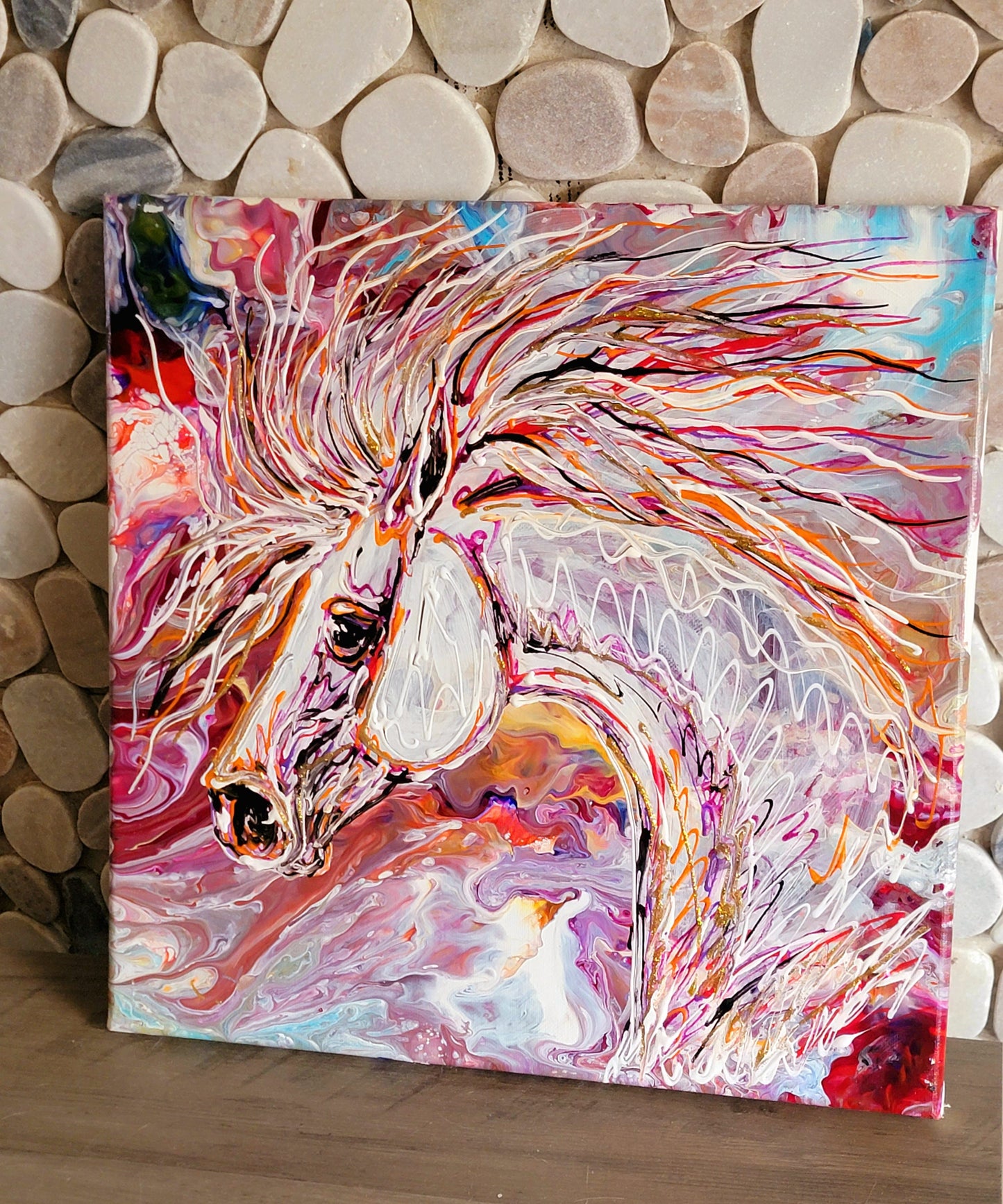 Wild Spirit — Original Arabian Horse Acrylic Painting 14×14"