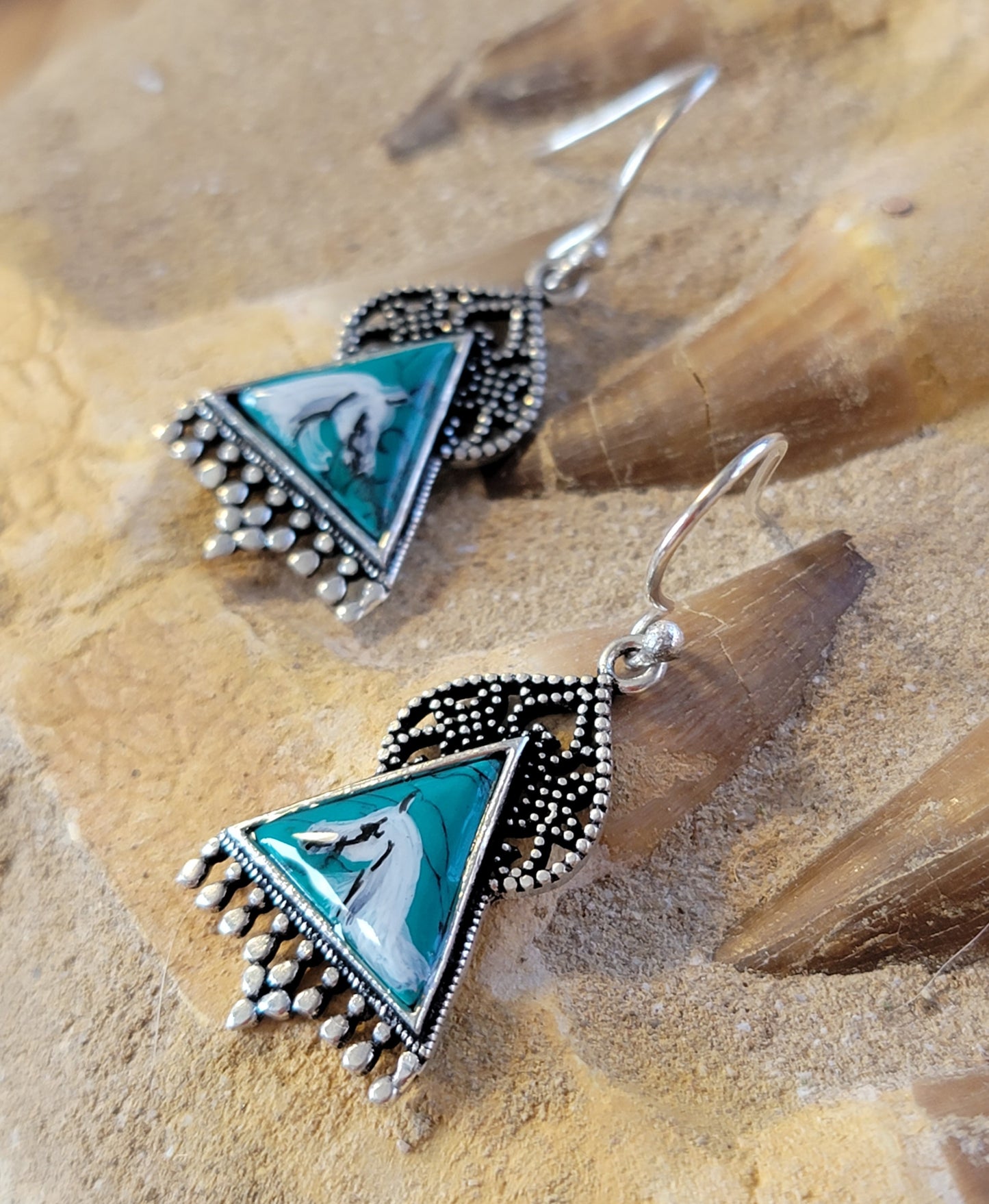 Tribal Bedouin Sterling Silver Arabian Horse earrings