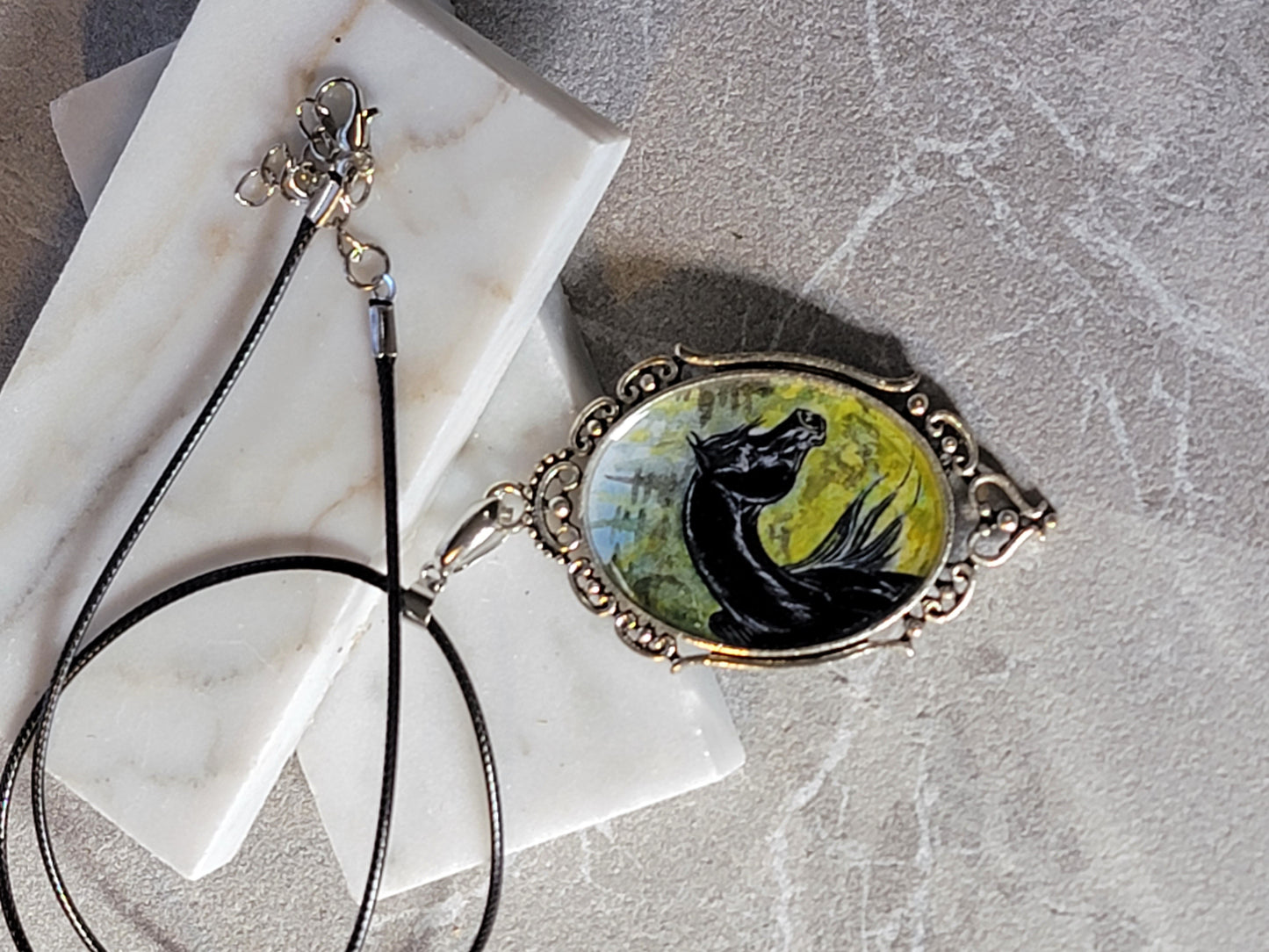Arabian Meadow Necklace — Hand-Painted Print Pendant