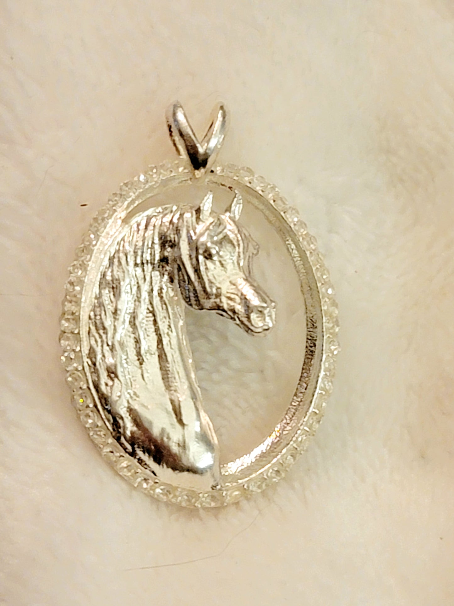 Sterling Silver Arabian Horse CZ Diamond Pendant