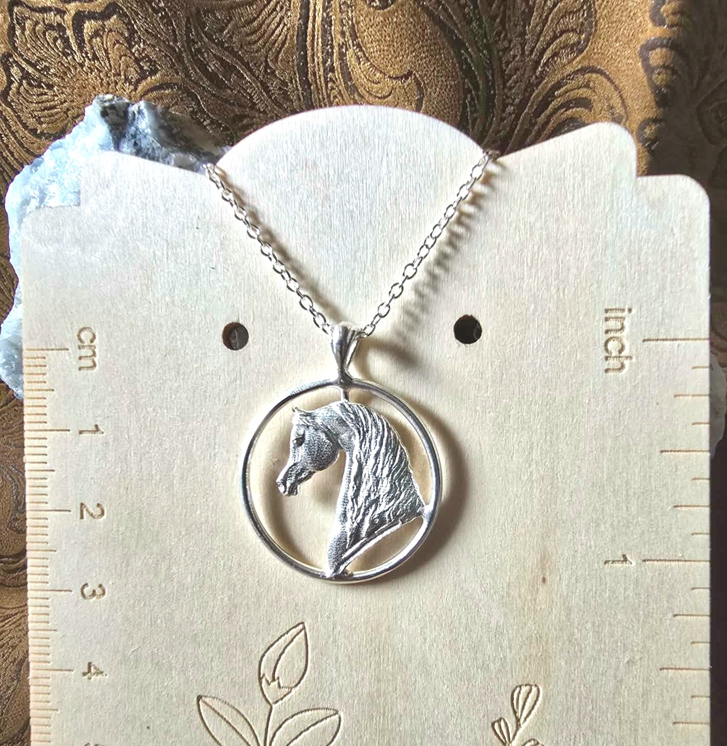 Sterling Silver Arabian Horse Circle Pendant