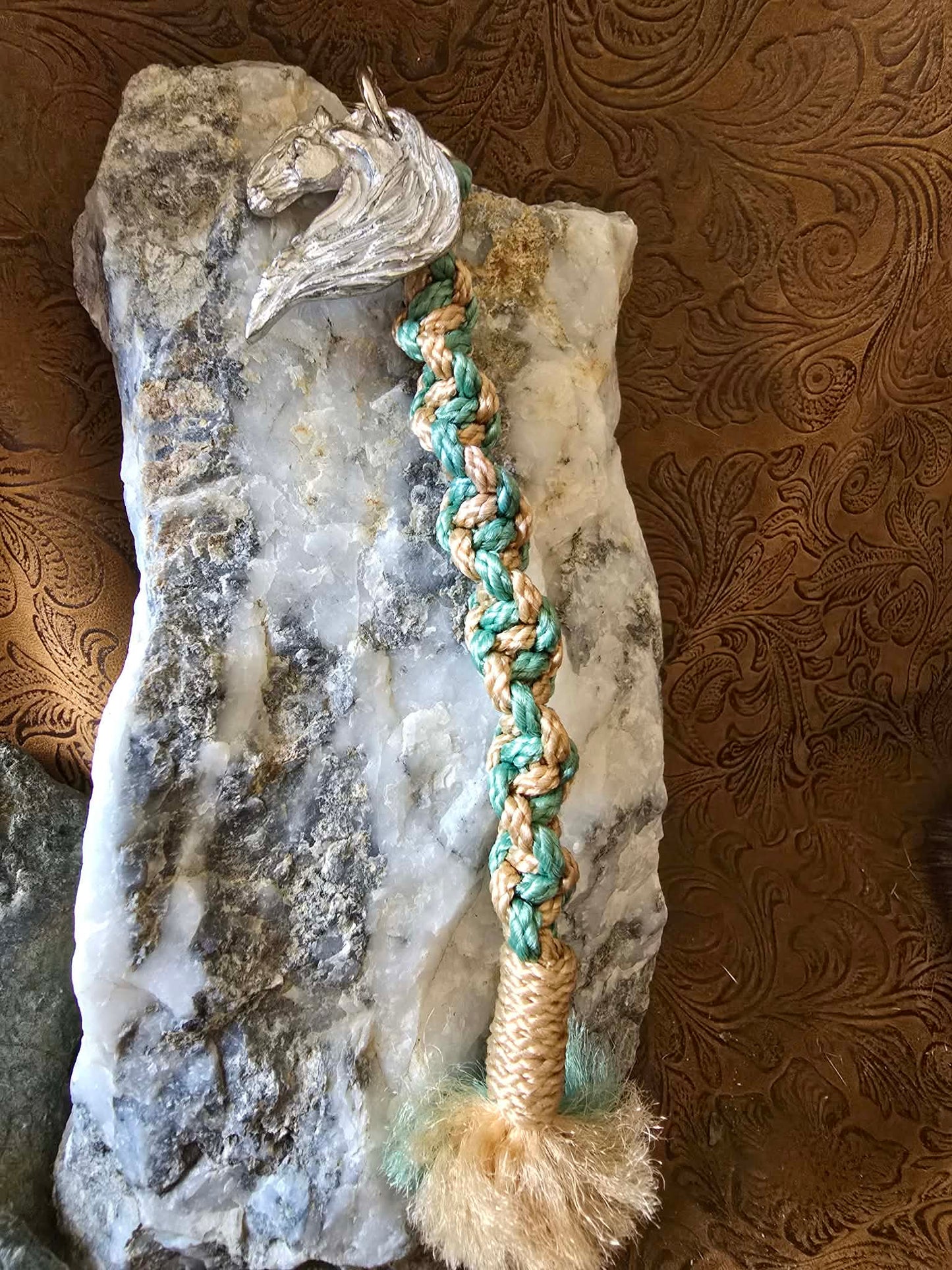 Fantasy Horse pewter Keychain Macrame lanyard