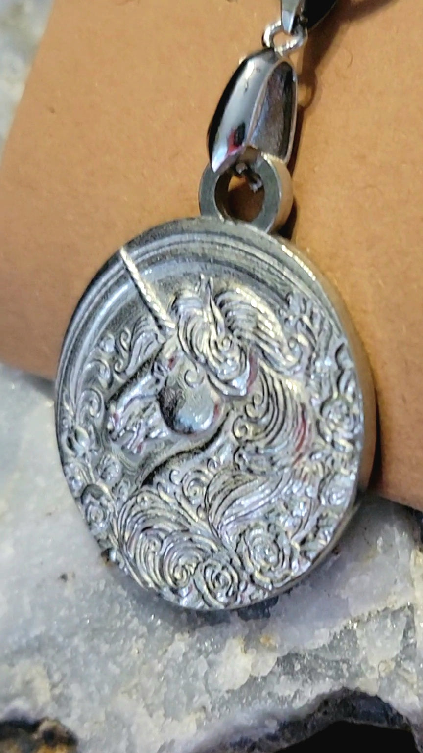 Pewter Unicorn Pendant Necklace Horse jewelry