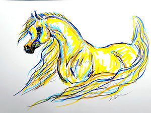 Golden Girl — Original 9x12" Multimedia Horse Painting