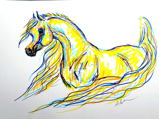 Golden Girl — Original 9x12" Multimedia Horse Painting
