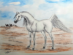 Desert King — Original Ink & Watercolor Painting