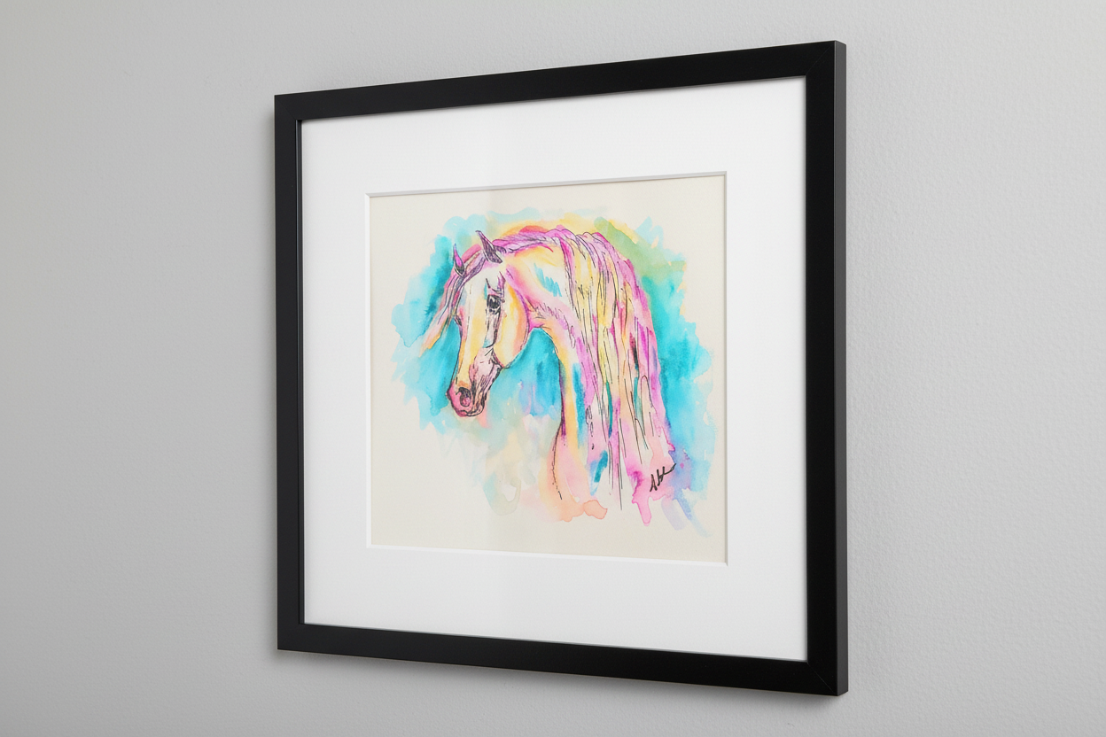 Rainbow Horse — Original 9x12" Watercolor Painting
