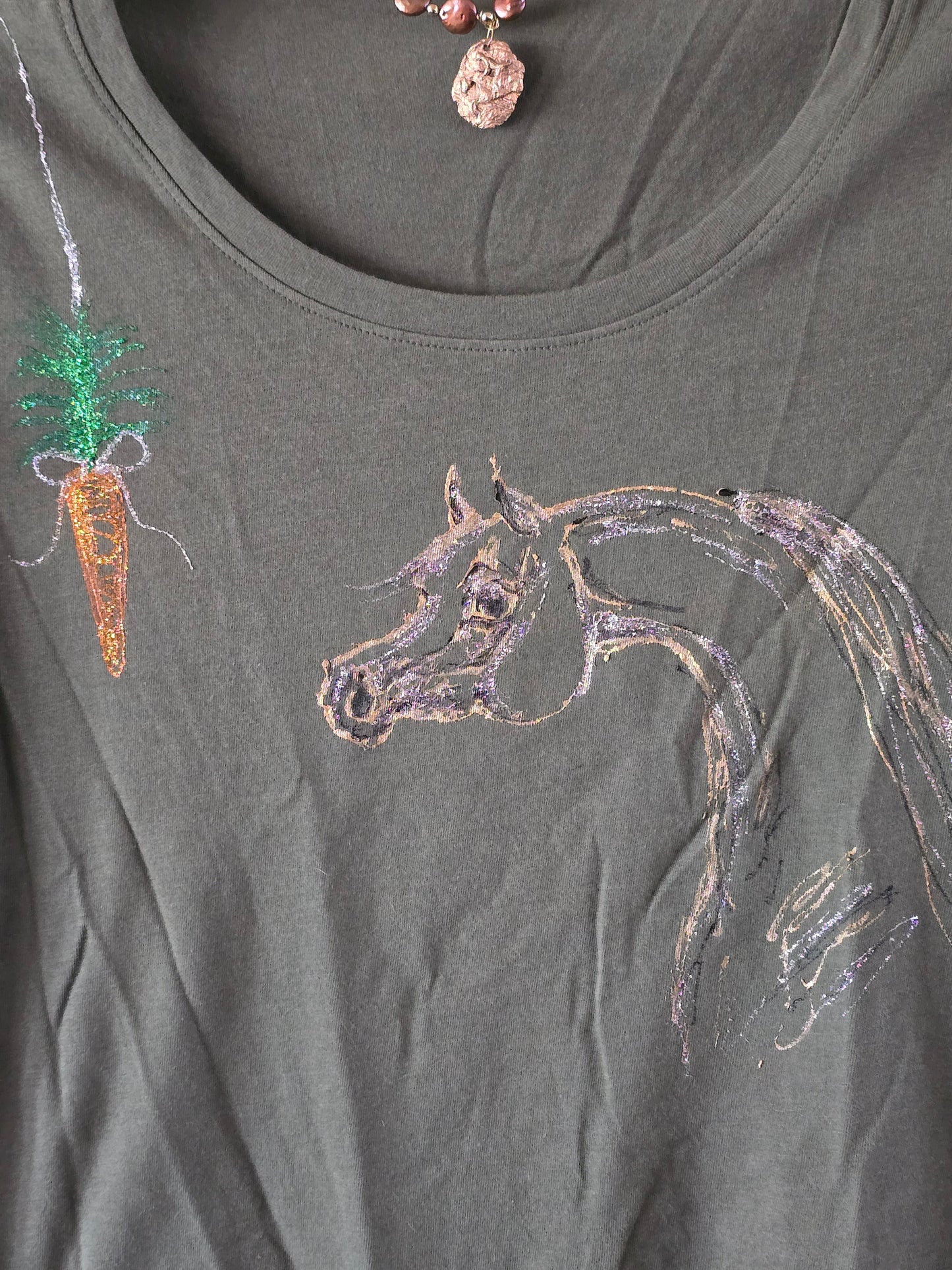Hand-Painted Arabian Horse T-Shirt — Original Wearable Art