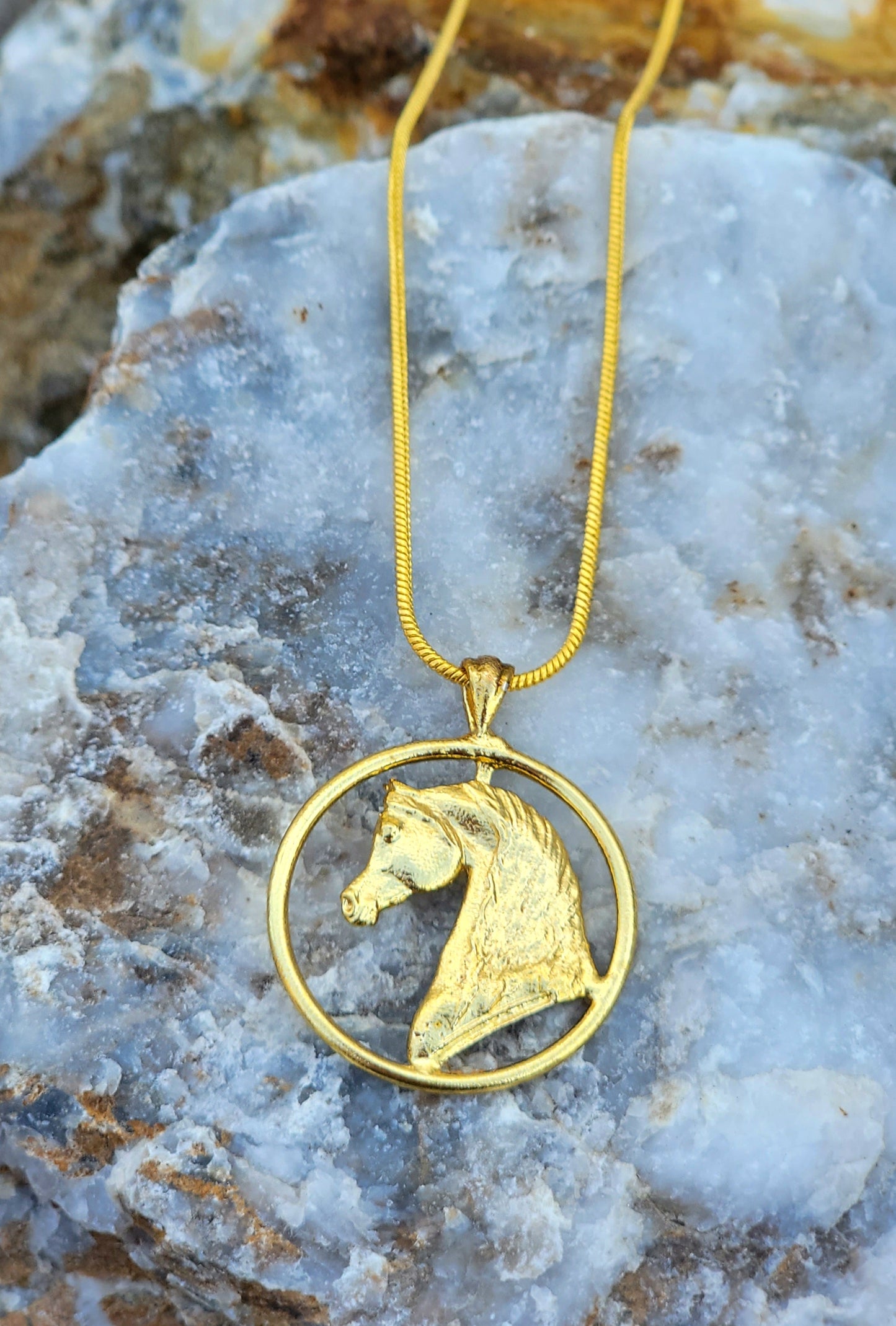 Arabian Horse Pendant – 18K Gold Over Brass